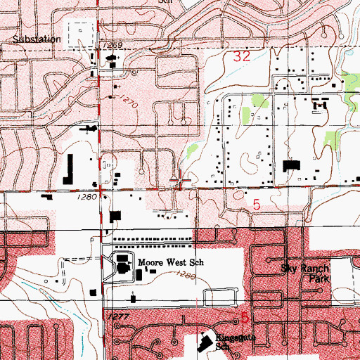 Topographic Map of Oklahoma City Fire Department Station 9, OK