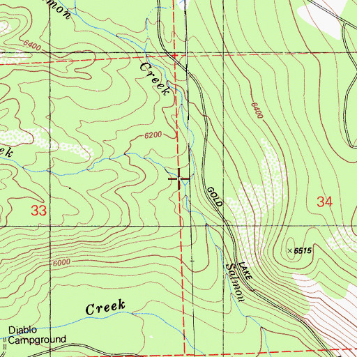 Topographic Map of Sawmill Creek, CA