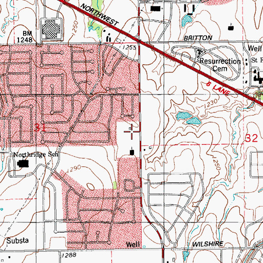 Topographic Map of Oklahoma City Fire Department Station 34, OK
