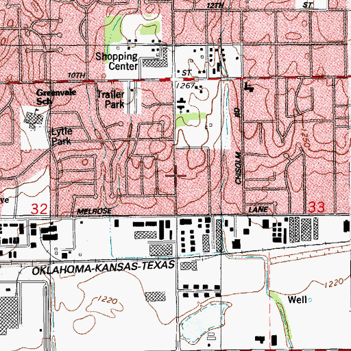 Topographic Map of Oklahoma City Fire Department Station 31, OK