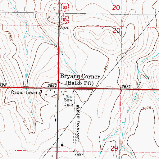 Topographic Map of Balko Fire and Rescue, OK