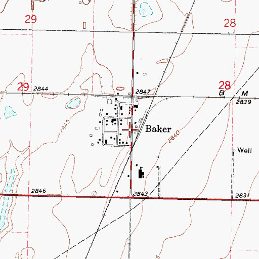 Topographic Map of Baker Fire Protection Association, OK