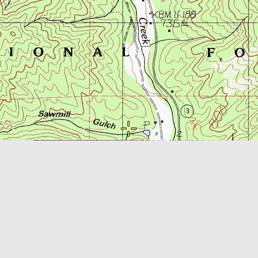 Topographic Map of Sawmill Gulch, CA