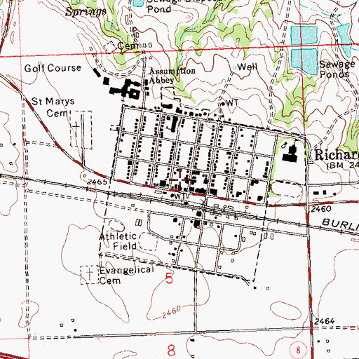 Topographic Map of Richardton - Taylor Ambulance Service, ND