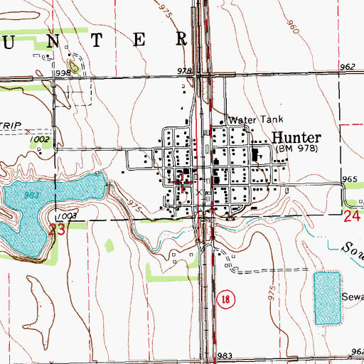 Topographic Map of Hunter Ambulance Service, ND