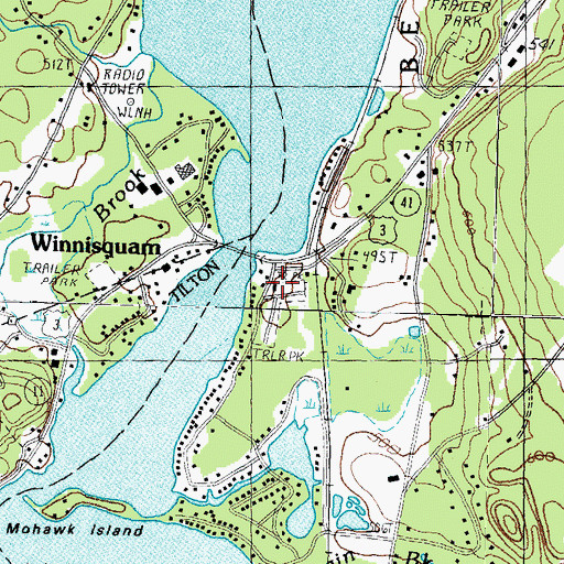 Topographic Map of Winnisquam Fire Department, NH