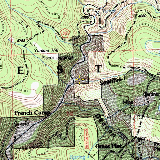 Topographic Map of Sawmill Ravine, CA