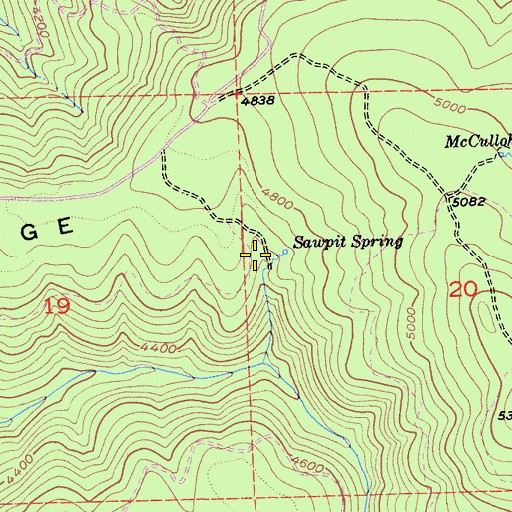 Topographic Map of Sawpit Spring, CA