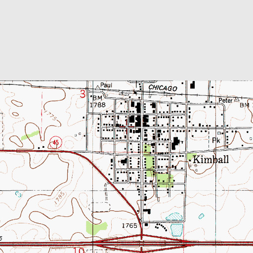 Topographic Map of Kimball Volunteer Ambulance Service, SD
