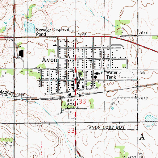 Topographic Map of Avon Save - A - Life Ambulance Service, SD