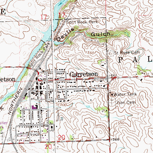 Topographic Map of Garretson Community Ambulance, SD