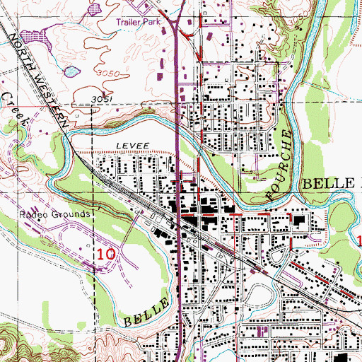 Topographic Map of Butte County Ambulance Service Belle, SD