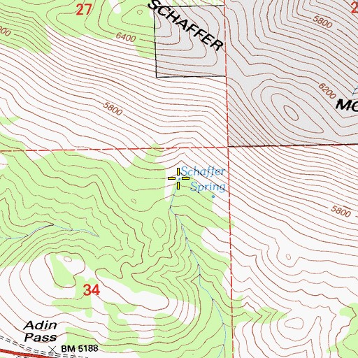 Topographic Map of Schaffer Spring, CA