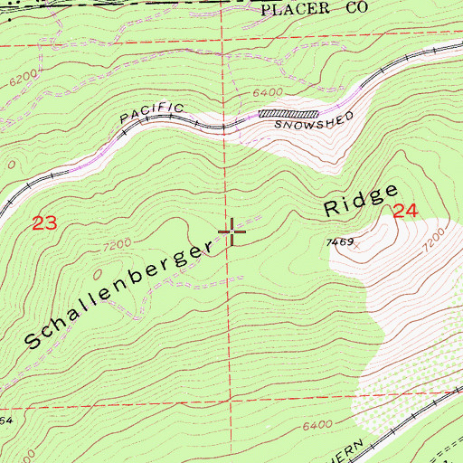 Topographic Map of Schallenberger Ridge, CA