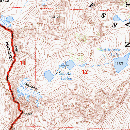 Topographic Map of Schober Lakes, CA