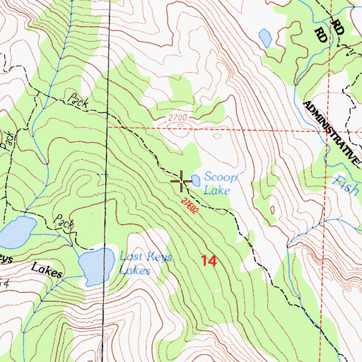 Topographic Map of Scoop Lake, CA