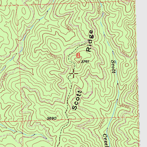 Topographic Map of Scott Ridge, CA