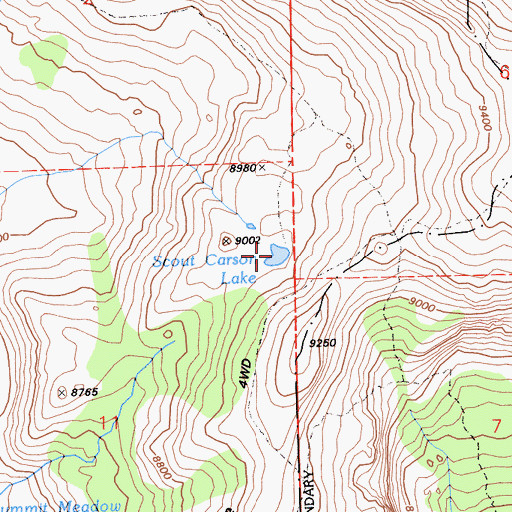 Topographic Map of Scout Carson Lake, CA
