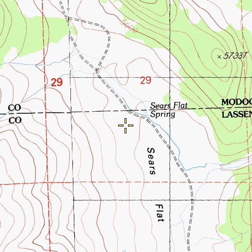 Topographic Map of Sears Flat Spring, CA