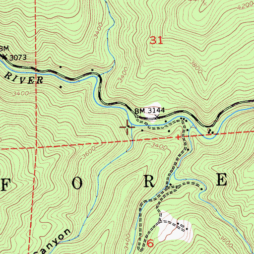 Topographic Map of Secret Canyon, CA