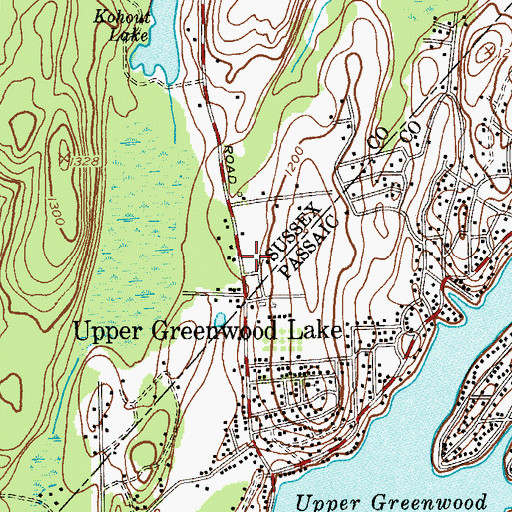Topographic Map of Upper Greenwood Lake Volunteer Ambulance Corps, NJ