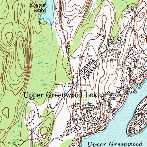 Topographic Map of Upper Greenwood Lake Volunteer Ambulance Corps, NJ