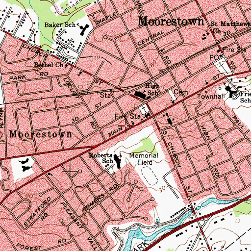 Topographic Map of Moorestown First Aid and Emergency Squad, NJ