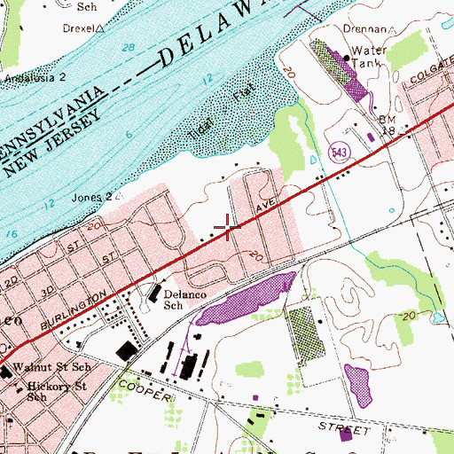 Topographic Map of Delanco Emergency Squad, NJ