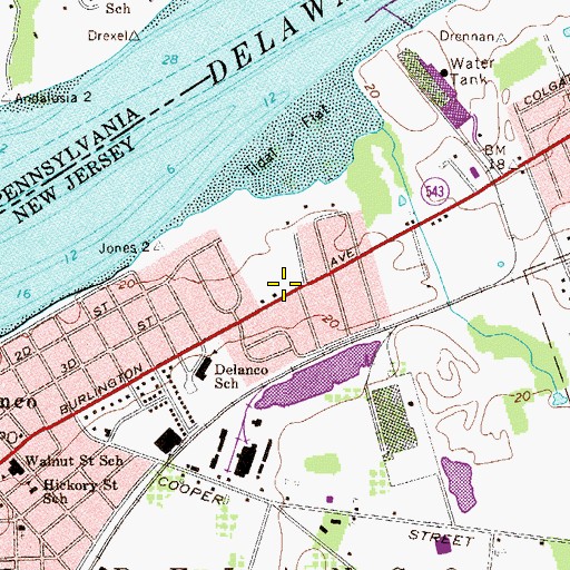 Topographic Map of Delanco Emergency Squad, NJ