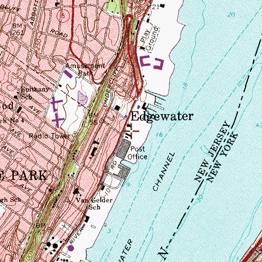 Topographic Map of Edgewater Volunteer First Aid Squad, NJ