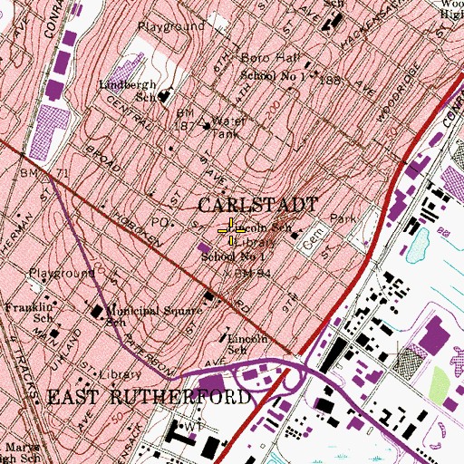 Topographic Map of Carlstadt Ambulance Corps, NJ