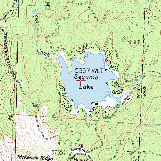 Topographic Map of Sequoia Lake, CA