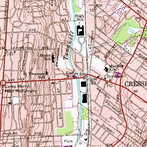 Topographic Map of Cresskill Emergency Medical Services, NJ