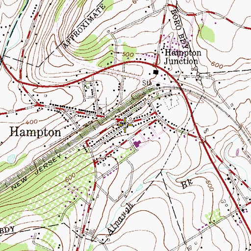 Topographic Map of Hampton Emergency Squad, NJ