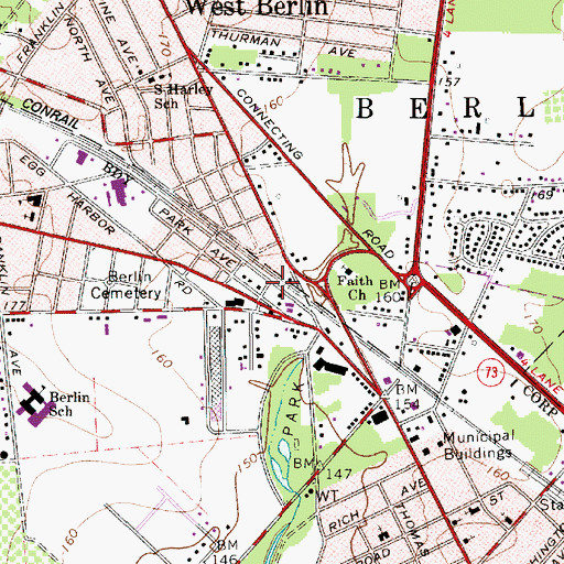 Topographic Map of Berlin Emergency Medical Services, NJ