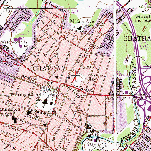 Topographic Map of Chatham Emergency Squad, NJ