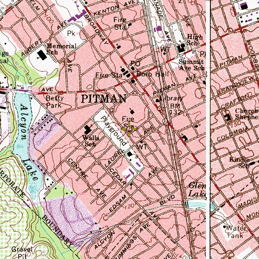 Topographic Map of Pitman Emergency Medicdal Services, NJ