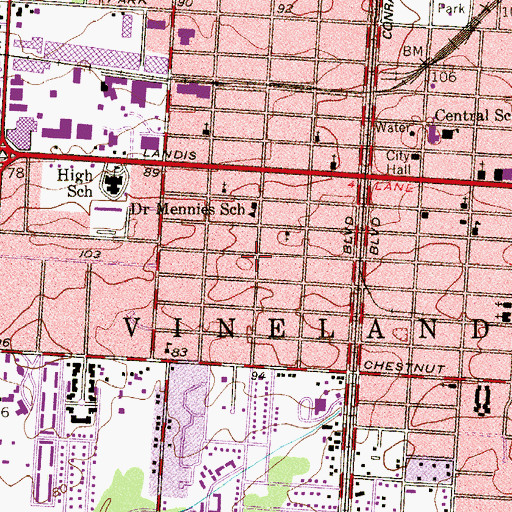 Topographic Map of Vineland Emergency Medical Services Station 3, NJ