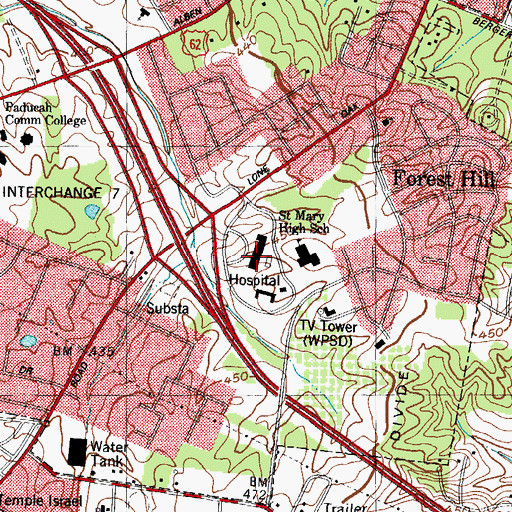 Topographic Map of Lourdes Hospital, KY
