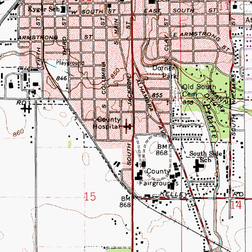 Topographic Map of Saint Vincent Frankfort Hospital, IN