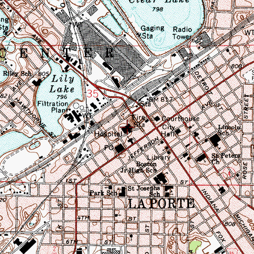 Topographic Map of La Porte Hospital, IN