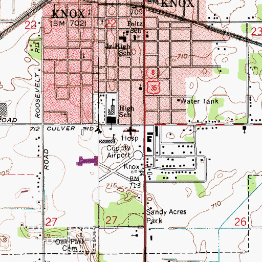 Topographic Map of Starke Hospital, IN