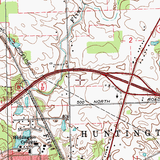 Topographic Map of Parkview Huntington Hospital, IN