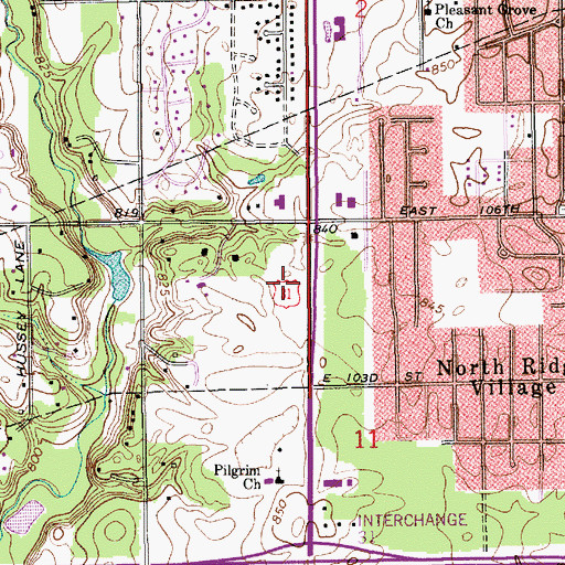 Topographic Map of Saint Vincent Heart Center of Indiana, IN
