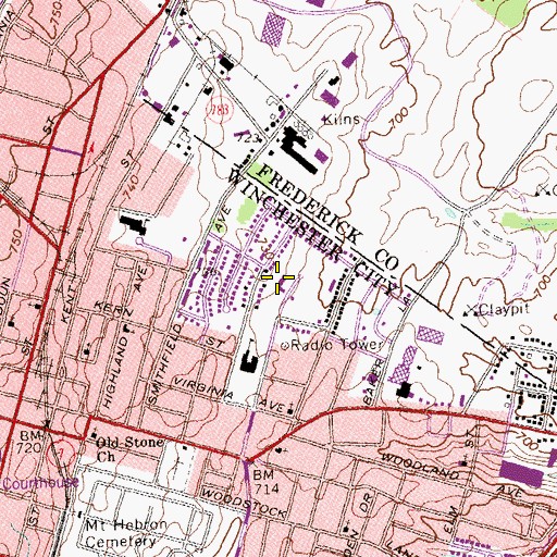 Topographic Map of Winchester Fire and Rescue Department Station 1 Friendship Volunteer Fire Company, VA