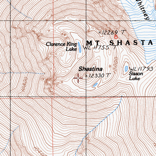 Topographic Map of Shastina, CA