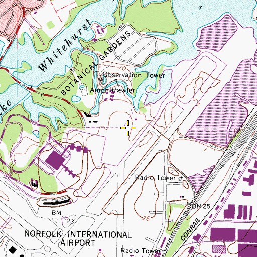 Topographic Map of Norfolk International Airport Fire Department, VA