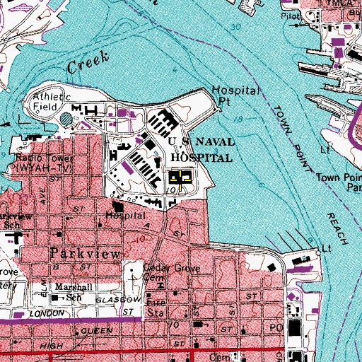 Topographic Map of Tidewater Navy Emergency Medical Services, VA
