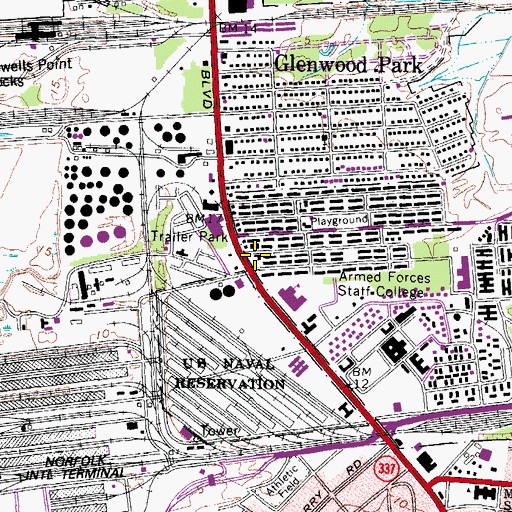 Topographic Map of Navy Regional Mid - Atlantic Fire and Emergency Services Station 4 Hampton Boulevard, VA