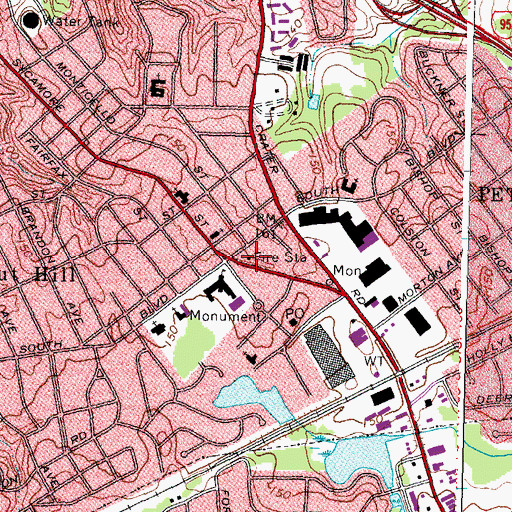 Topographic Map of Petersburg Fire Rescue and Emergency Services Station 4, VA
